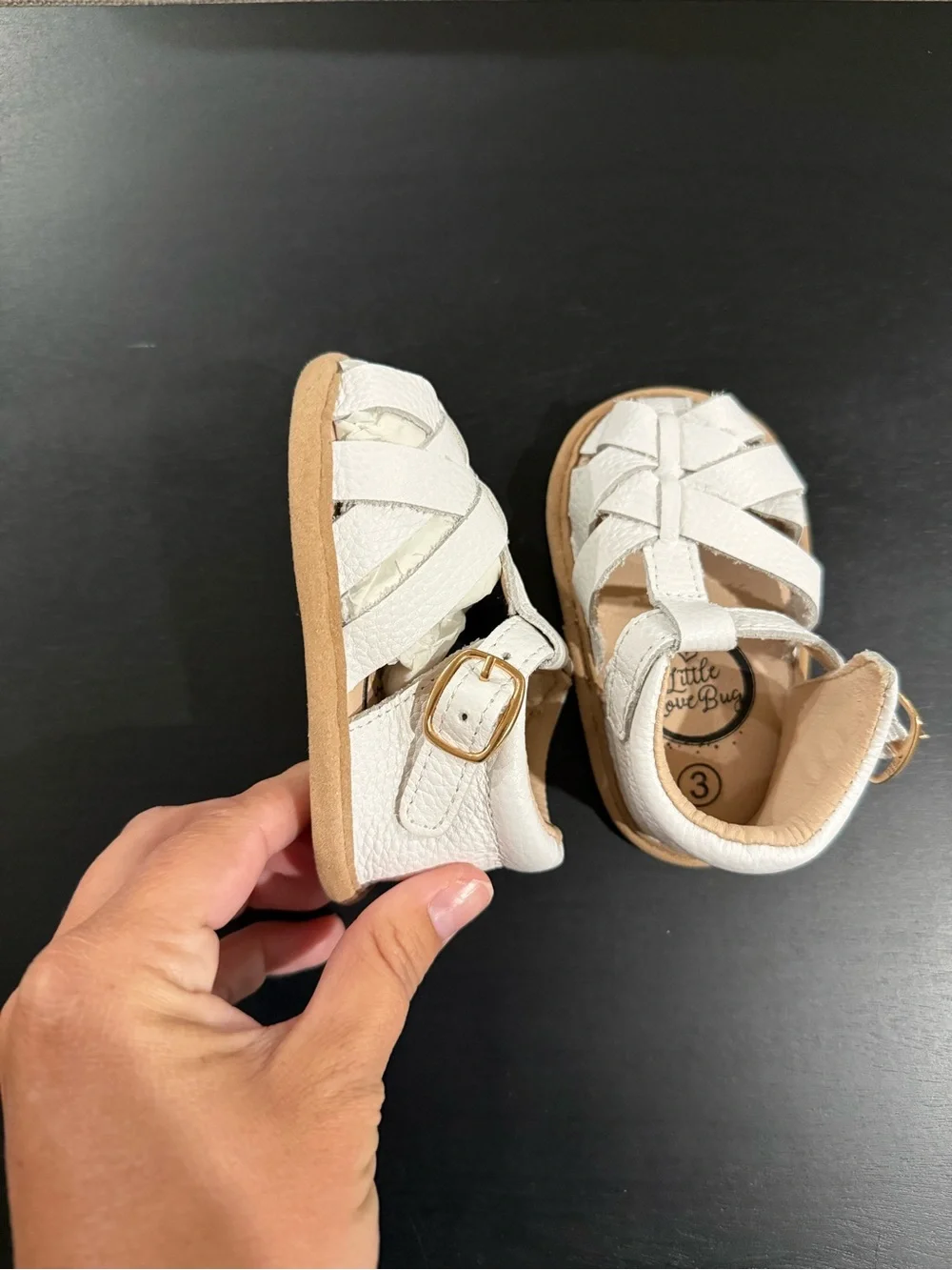 Little LoveBug White Toddler Fisherman Sandals with Buckle